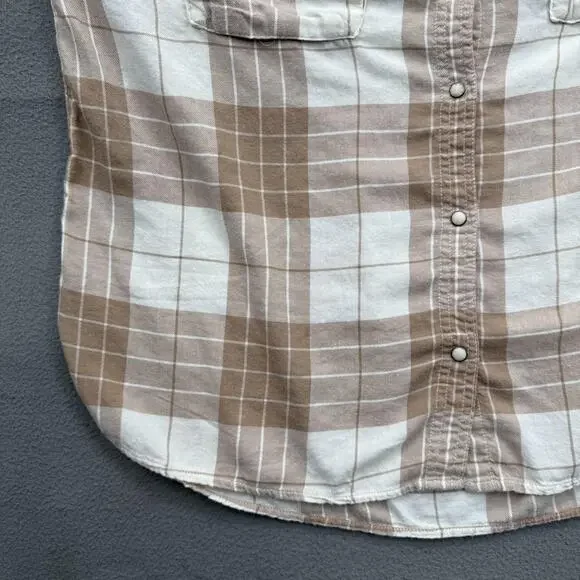 American Eagle Shirt Mens Large‎ Brown White Plaid Lived In Thermal Lined - Picture 8 of 11